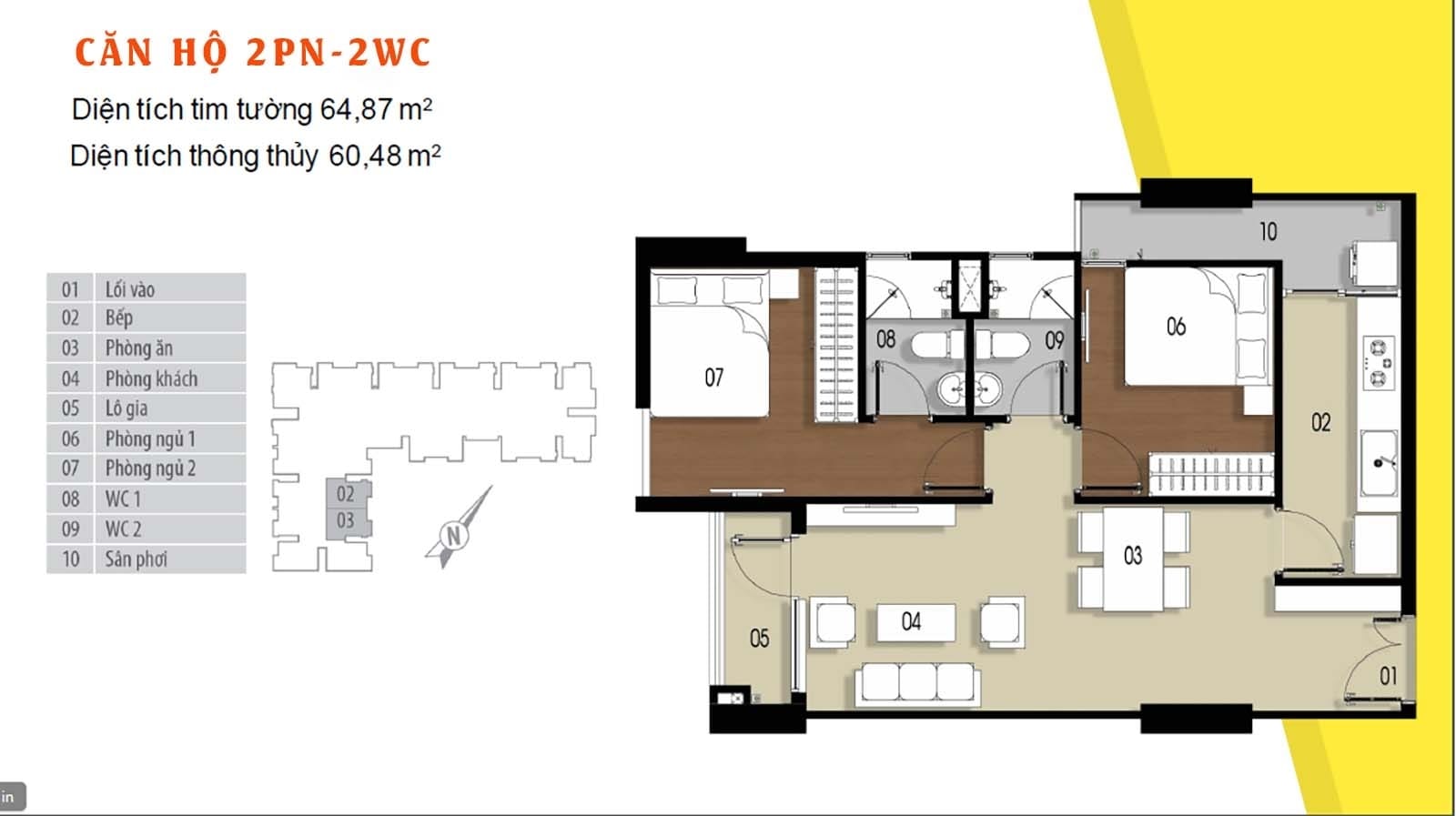Layout thiết kế chi tiết căn hộ 64.87m² Him Lam Phú Đông. Layout thiết kế chi tiết căn hộ 64.87m² Him Lam Phú Đông.