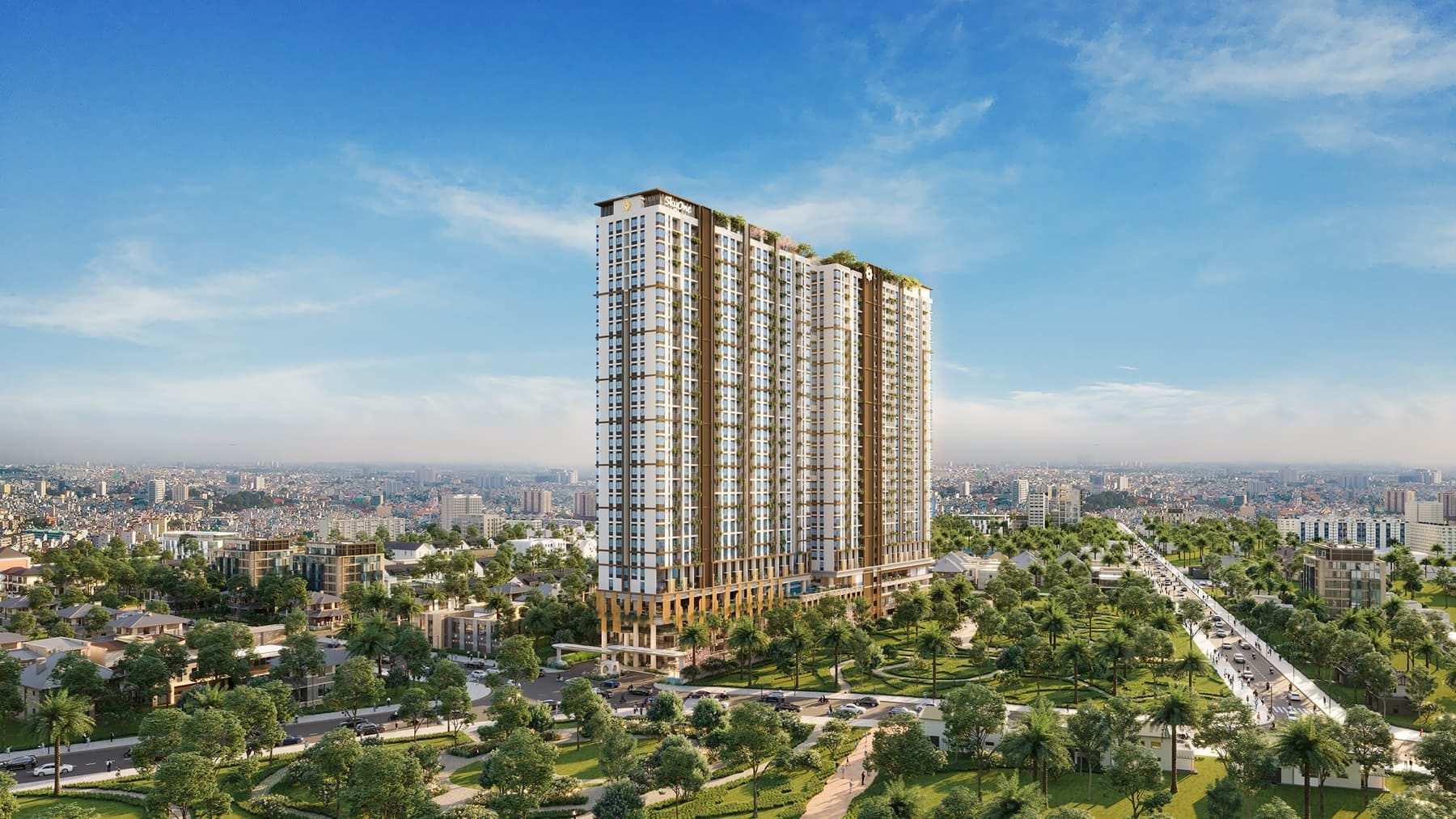 Phối cảnh tiện ích hiện đại và không gian sống xanh tại Phú Đông Sky One.