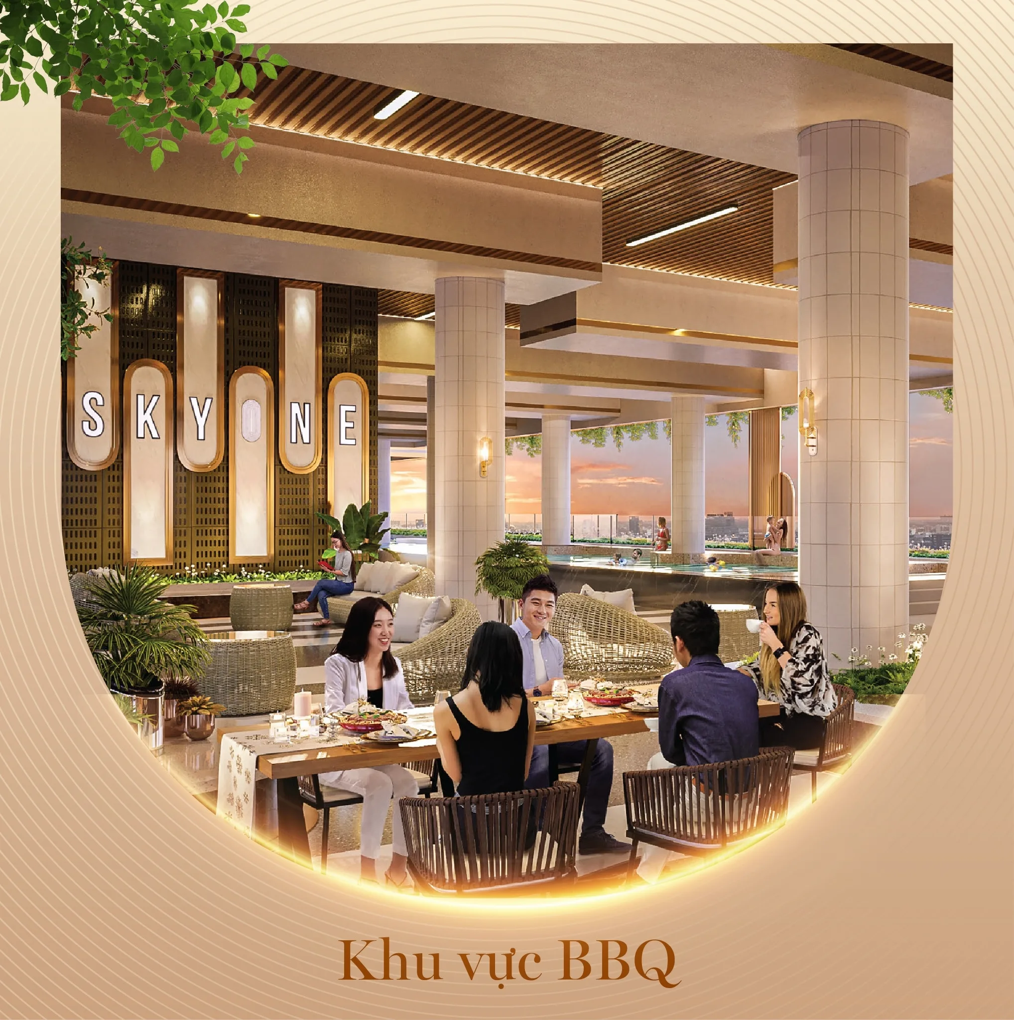 Khu vực BBQ lý tưởng cho những buổi tiệc ngoài trời tại Phú Đông Sky One.