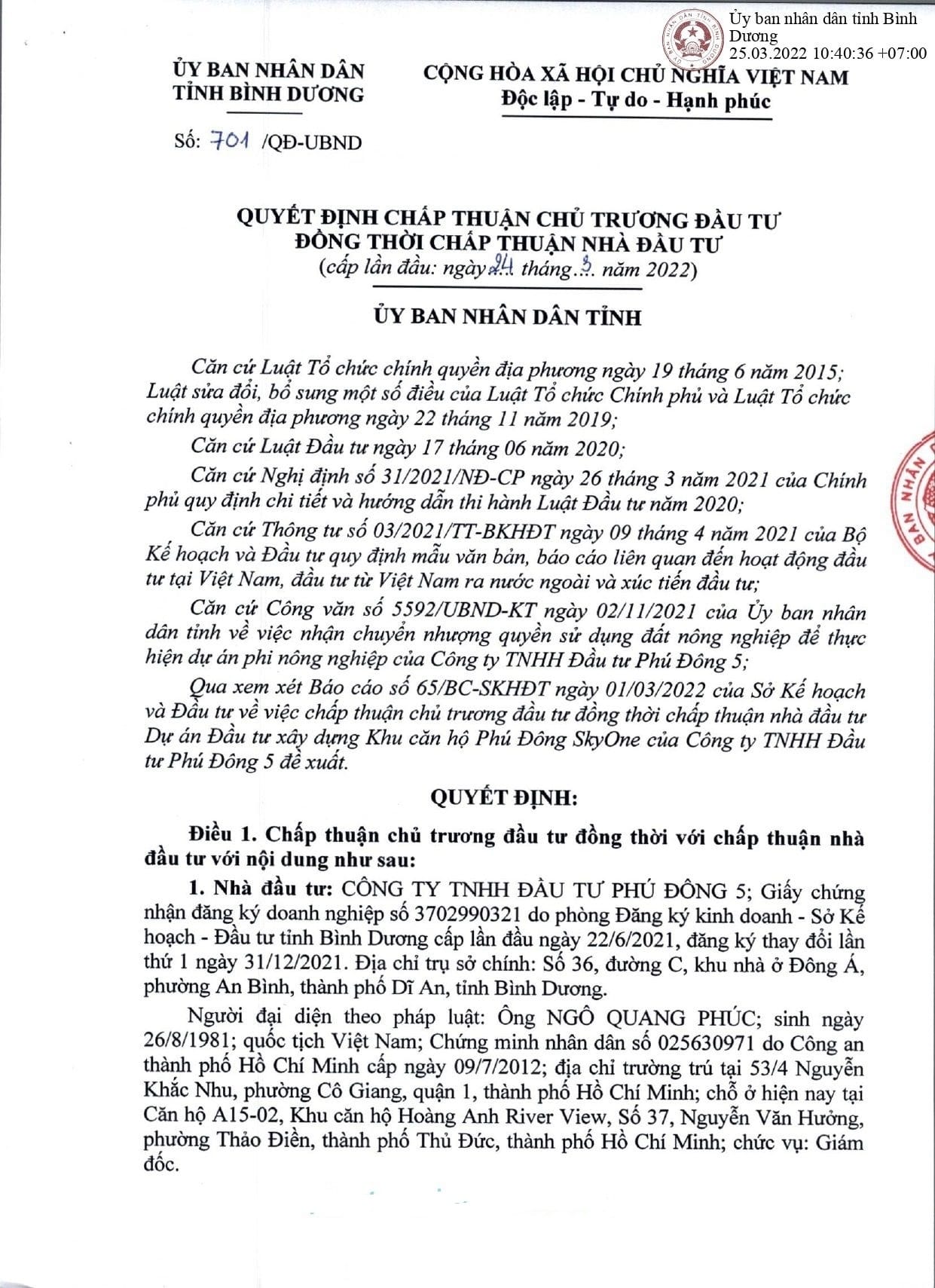 Chap Thuan Chu Truong Dau Tu Phu Dong Skyone Chấp thuận chủ trương đầu tư Phú Đông SkyOne