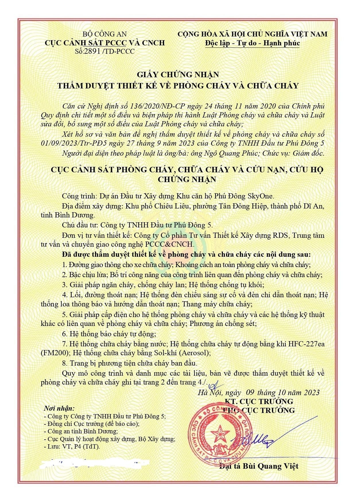 Gcn Tham Duyet Tkpccc Phu Dong Skyone Giấy chứng nhận thẩm duyệt thiết kế PCCC Phú Đông SkyOne